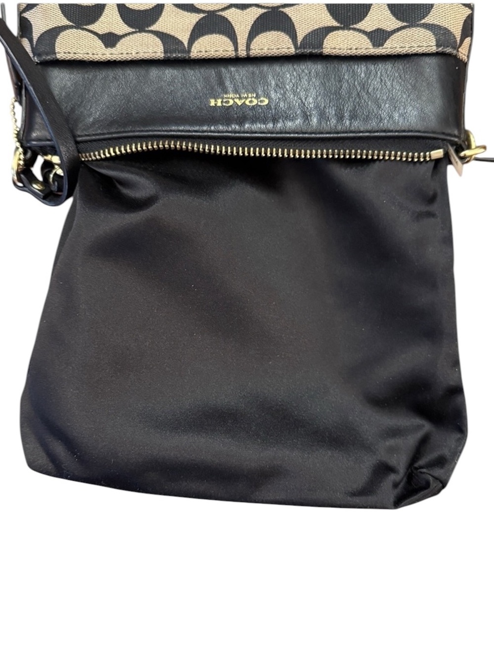 Coach Signature Monogram Crossbody Bag Black Tan Jacquard Canvas Leather Hangtag - Picture 2 of 16